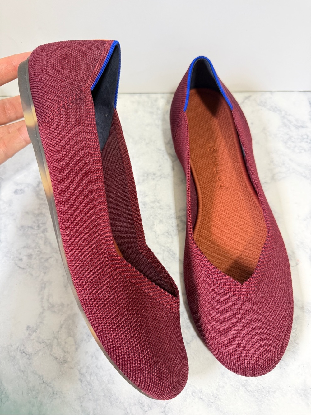 Rothy’s Burgundy maroon round toe ballet flats size 10.5 women’s